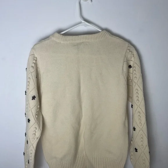 Embroidered Wool Ivory Crewneck - Picture 3 of 3